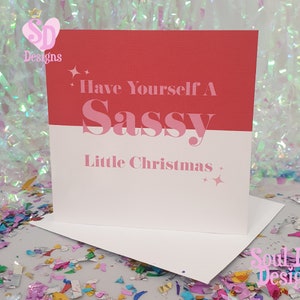 Tarjeta de Navidad atrevida, tarjeta de Navidad rosa para ella, tarjeta de Navidad BestFriend, tarjeta de felicitación de Navidad, envoltura de regalo a juego con tarjeta de Navidad Bestie