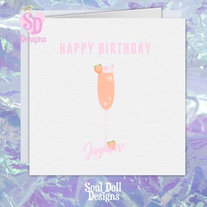 Buon compleanno Personalizzato Nome Cocktail card UK,Biglietto di compleanno per bestie,Biglietto di compleanno migliore amica,Biglietti di compleanno per lei,Carta personalizzata