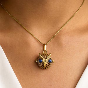 Gold Ball Necklace with Lapis Lazuli Gemstone, Gold 14k Ball Pendant,Sphere Necklace,Retirement Gift for Her,Harmony Ball Pregnancy Necklace