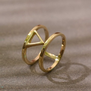 Double band ring, brass ring,  Statement ring, Minimalist ring, Stacking ring, v shaped ring,  handmade gifts, boho ring, gift for women