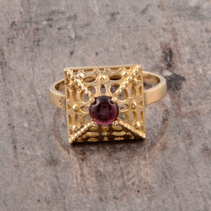 Amethyst Ring, Gold Brass Ring, Gemstone Ring, February Birthstone Ring, Purple Stone Ring,  Handmade Amethyst jewelry for Women,