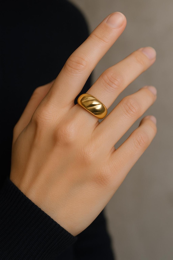 14K Gold Filled Twisted Dome Ring Croissant Ring Stackable