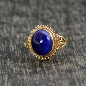 Lapis lazuli Ring, 18k gold lapis stone Ring, Natural lapis Ring for women, Boho Lapis Ring, Brass Ring, Promise Ring, Anniversary Gift