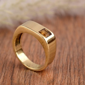 Citrine Solitaire ring, Yellow citrine ring, Citrine jewelry, Yellow gemstone ring, 14K Gold, 18K Gold, mens ring, gifts for her, Valentinel