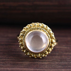 Natural Rose Quartz Ring, Brass Ring, Gemstone Ring, Gifts For Her, Rings For Women, Gift For Women, Birthstone Ring,