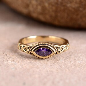 Amethyst Ring, Gemstone Ring, February Birthstone Ring, 14K Gold Ring, Minimalist Amethyst Ring, Handmade Ring, Tiny Amethyst Ring
