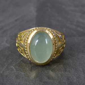Prehnite Gemstone Ring For Women, Women Prehnite Rings, Prehnite Jewelry, Green Stone Ring, Natural Prehnite Gemstone Ring, Anniversary Gift
