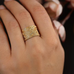 Filigree Ring, Lace Ring, Wide Gold Band Ring, Statement Ring, Band Ring, Wedding Band, Thumb Ring, Promise Ring, Gift For Her sh -lhus, image 3