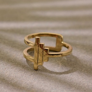 Double band ring, Statement ring, Minimalist ring, Stacking ring, Dainty ring, Gifts for her, Brass ring, Anniversary Gift      AM2-85-nln2