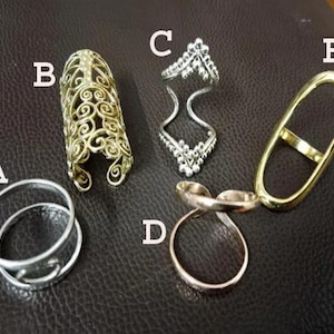 Arthritis Finger Splint Ring, 925 Sterling Solid Silver Ring, 925 Silver Or Brass Adjustable Handmade Hammered Ring Set, Combo 5 Rings Set