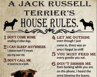 Jack Russell Terrier -  House Rules Dog Lovers Home Decor Wall Decor funny