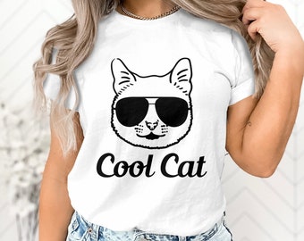 Cool Cat Graphic Tee, Funny Cat with Sunglasses T-Shirt, Unisex Cat Lover Shirt, Trendy Hipster Cat Casual Wear, Gift for Cat Owners