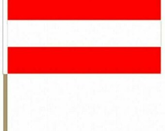 GUERNSEY Handwaving Flag 9" x 6" Polyester Flag 12" Wooden Pole 