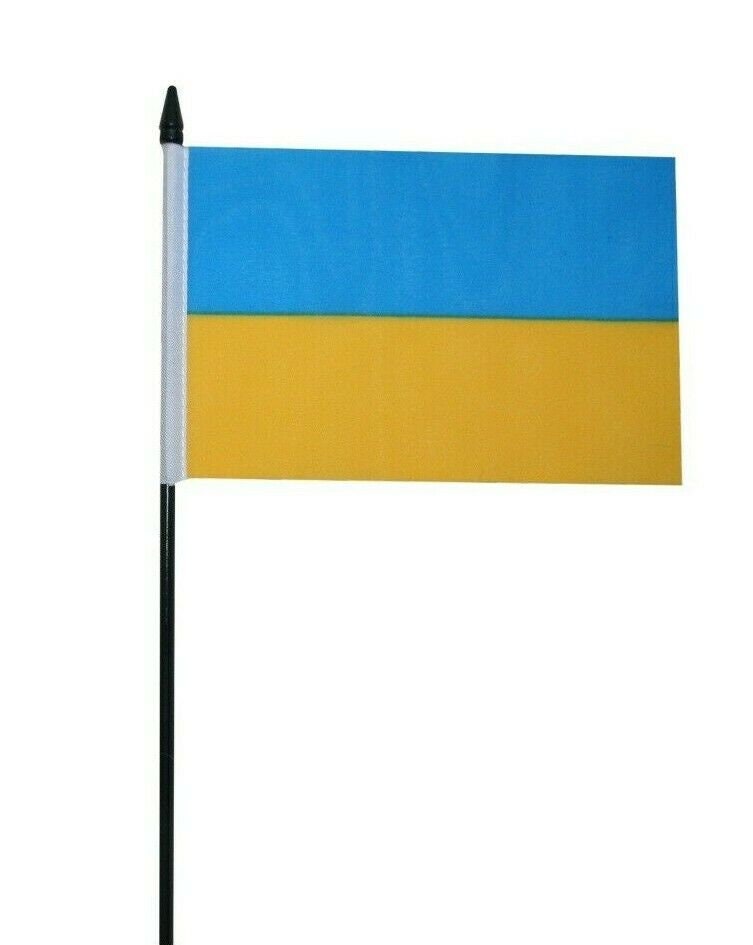 PLAIN YELLOW SMALL HAND WAVING FLAG 6" X 4" WITH POLE 