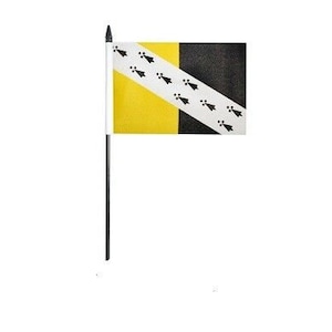 Worcestershire County Flag Rectangle Black Leather Keyring 