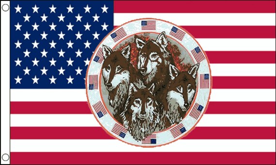 5 x 3 FT Wolf Silhouette Flag New 100% Polyester with Metal Eyelets 