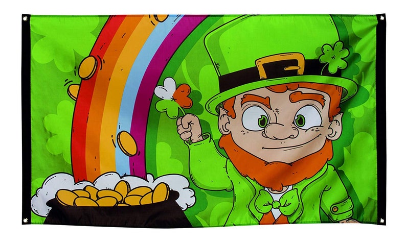 Leprechaun Pot Of Gold Flag Large 5 x 3 FT St Patrick/'s Day