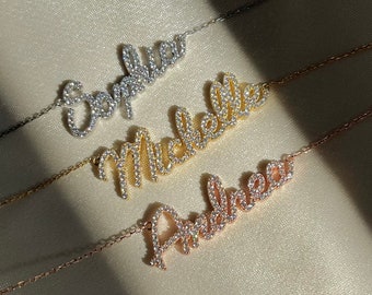 Diamond Name Necklace - Etsy