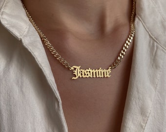 14K Gold Name Necklace Cuban Chain 