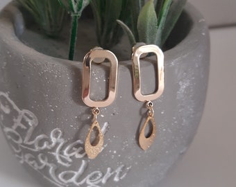 Drop Earrings with Leaf Charm