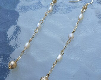 Dangle Earrings Gold Plated Freshwater Pearl  Jewelry