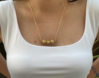 Gold Beaded Chain Necklace