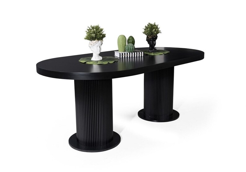 OVAL DINING TABLE Black Kitchen or Dining Room Table Large Etsy