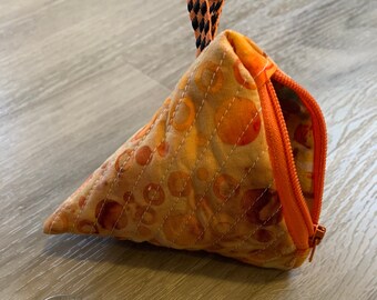 Quilted Pyramid Coin Purse - Orange