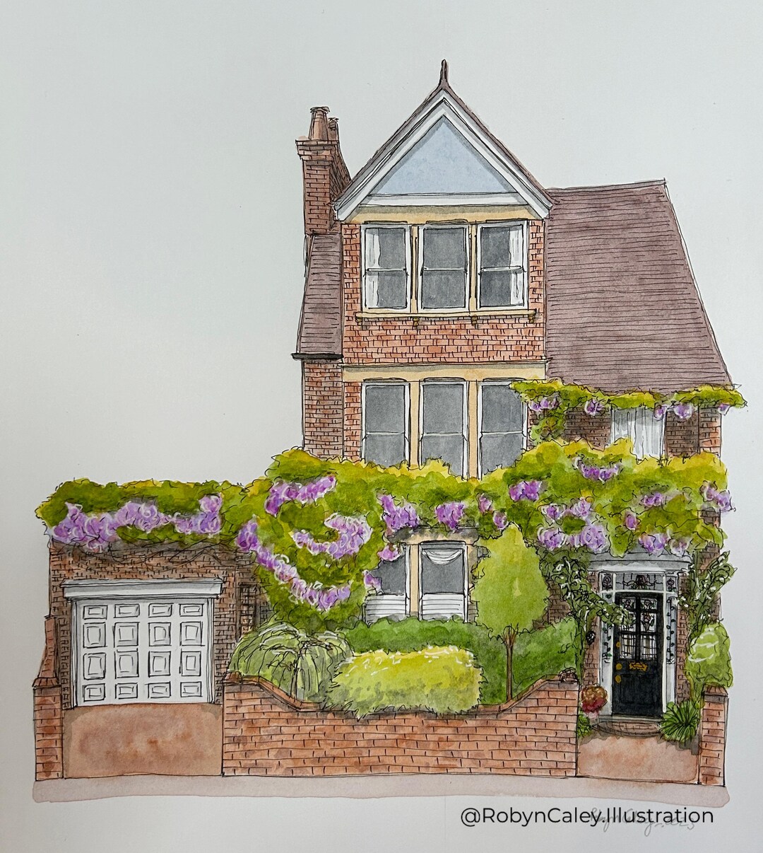 Custom House Portrait | Hand-drawn in Ink and Watercolour. A Lovely ...