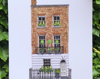 Edwardian Townhouse | Individually signed print of an original watercolour and ink pen illustration
