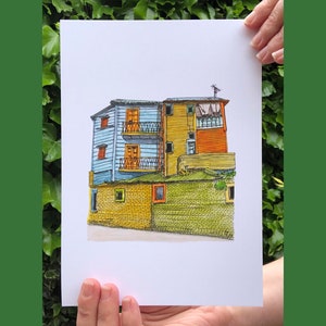 La Boca house, Buenos Aires | Individually signed print of an original watercolour and ink pen illustration