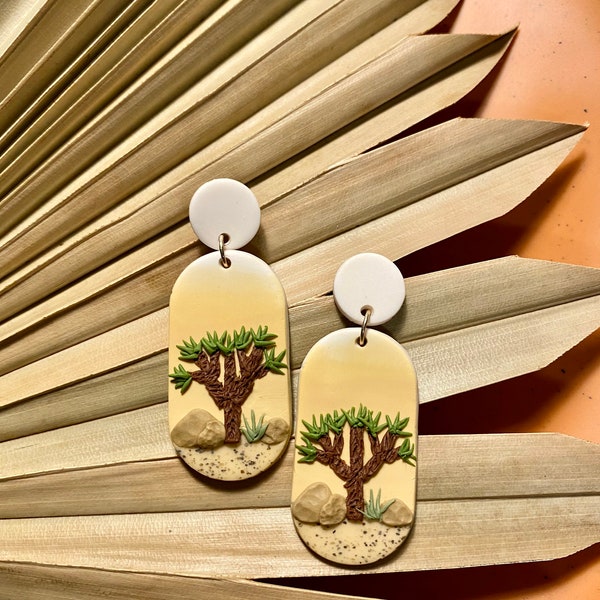 Polymer Clay Earrings|Joshua Trees|Mojave Sand