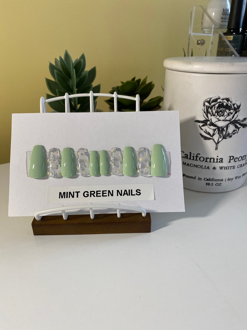 Mint and sunshine nails image 1