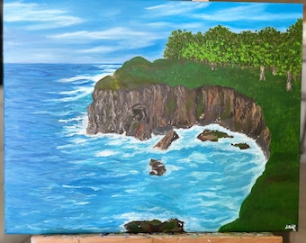 Seascape cliff Original Art Wall Decor Oil Painting on canvas Art Decoration Hand Painted Landscape Art