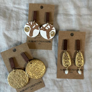 Boho Clay earrings |Handmade earrings |Lightweight earrings |Stainless Steel |Unique earrings |Gift for her |Hypoallergenic earrings.