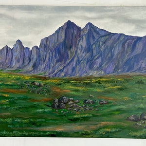 Mountain View Wall Decor Art Original painting Hand painted Lake painting Oil painting on canvas Mountain painting Artwork Home decor