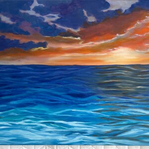 Deep Ocean Art ,Oil paining on canvas Wall decoration Home decoration hand painted Seascape Coastal Art Original paining  20x24