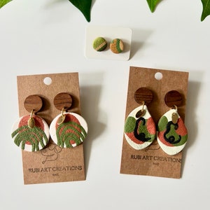 Ton Ohrringe |Erdige Töne |Polymer Clay |Leichte Ohrringe |Hypoallergene Ohrringe |Handgemachter Schmuck |Geschenk für sie| Rostfreier Stahl.