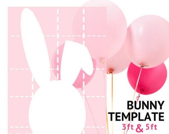 Easter Bunny Mosaic from Balloons | 3ft - 5ft Puzzle Template | Easter Bunny Rabbit, Bunny Face Template, Bunny Balloons, Easter Decor