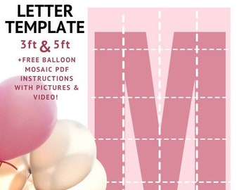 Balloon Mosaic Letter M Shadow Box Template DIY Party Setup Instant Download Step by Step How To Instructions PDF for Large Party Backdrop