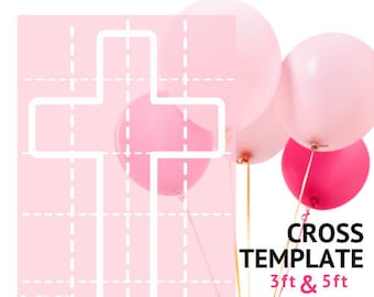 Easter Cross Mosaic from Balloons | 3ft - 5ft Puzzle Template | Easter Cross, Religious Cross Template, Cross Balloons, Easter Decor