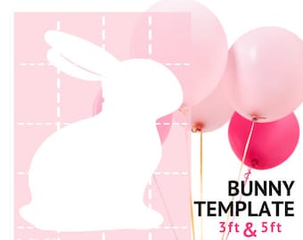 Easter Bunny Mosaic from Balloons | 3ft - 5ft Puzzle Template | Easter Bunny Rabbit, Seated Bunny Template, Bunny Balloons, Easter Decor