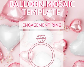 Engagement Ring from Balloons | 5ft Balloon Mosaic Template + VIDEO Instruction Guide | Bridal Shower Party | Engaged AF | Wedding RIng