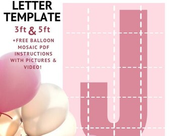 Balloon Mosaic Letter J Shadow Box Template DIY Party Setup Instant Download Step by Step How To Instructions PDF for Large Party Backdrop