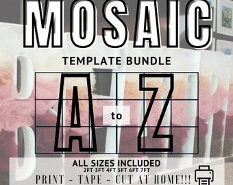 7ft 6ft 5ft 4ft 3ft 2ft Mosaic All letters (A - Z) from Balloon Mosaic Template Marquee Birthday Decorations | FREE Guide INSTANT DOWNLOAD!