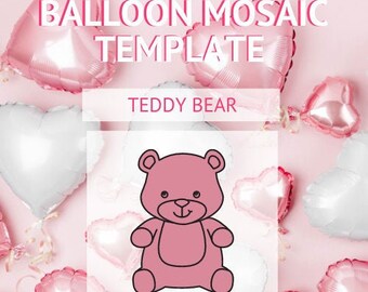 Teddy Bear from Balloons | 5ft Balloon Mosaic Template + VIDEO Instruction Guide | Baby Shower | Sprinkle | Little Girl Little Boy DIY Party