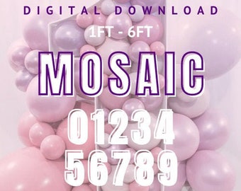 1ft - 6ft Mosaic All Numbers (0-9) | 0 1 2 3 4 5 6 7 8 9 | Balloon Template | Giant Frame | FREE Guide - INSTANT DOWNLOAD!
