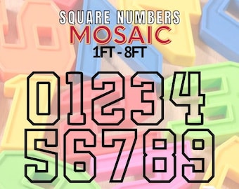 8ft 7ft 6ft 5ft 4ft 3ft 2ft 1ft Mosaic 0-9 Large Numbers Marquee from Balloons PDF files with Bonus Instruction Video SQUARE