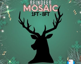 1ft to 8ft Mosaic Reindeer Christmas Decoration, Deer from Balloons and BONUS Instruction Video!