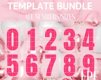 1ft - 5ft Mosaic All Numbers |  0 1 2 3 4 5 6 7 8 9 | Balloon Template | Giant Frame | FREE Instruction Guide pdf - INSTANT DOWNLOAD!
